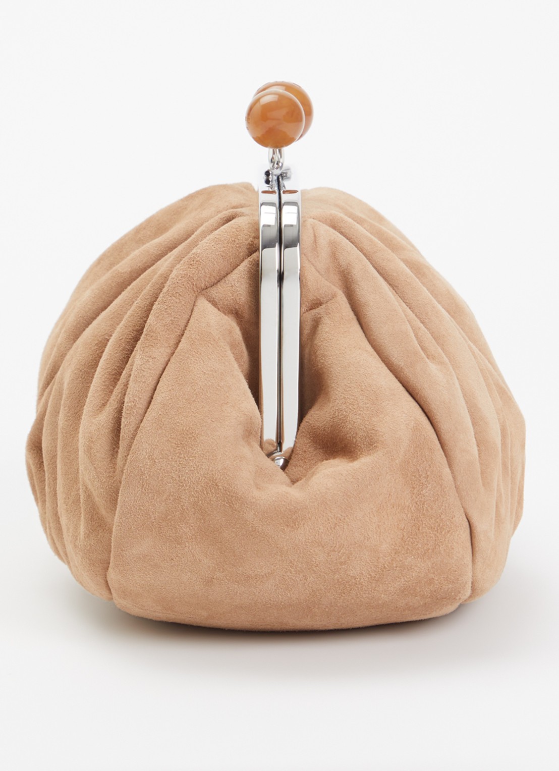 Max Mara Pasticcino Small clutch van lamssuède met afneembare schouderriem - detail 4 zand
