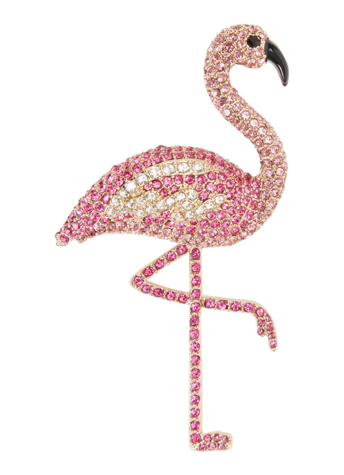 Max Mara Perle broche met strass - voorkant 2 goud