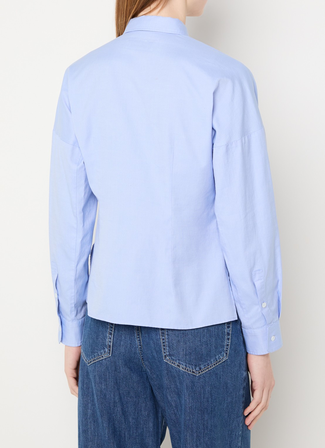 Max Mara Pesi blouse met borstzakken - achterkant 4 lichtblauw
