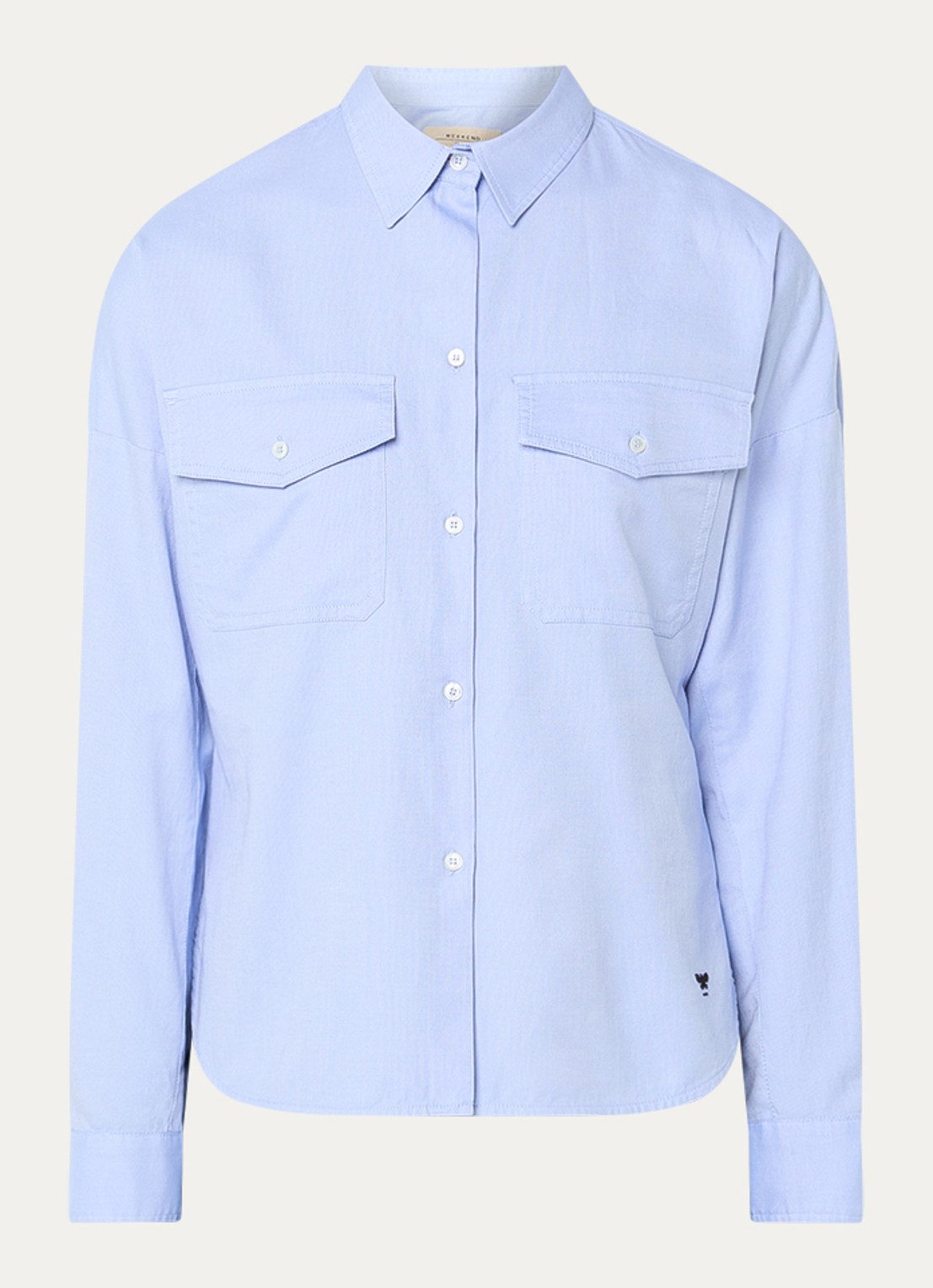 Max Mara Pesi blouse met borstzakken - voorkant lichtblauw