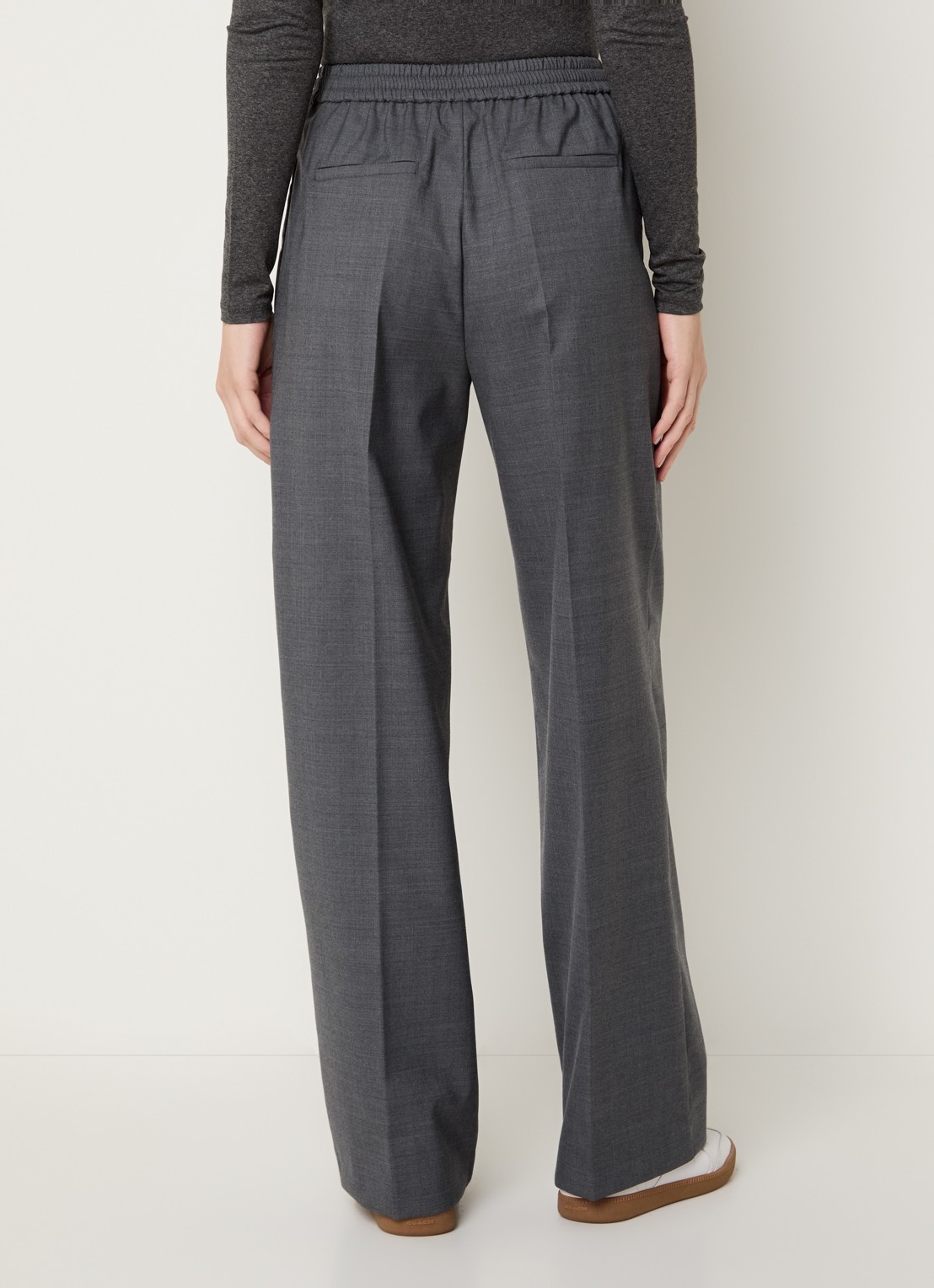 Max Mara Petra high waist straight fit pantalon in scheerwolblend - achterkant 4 donkergrijs