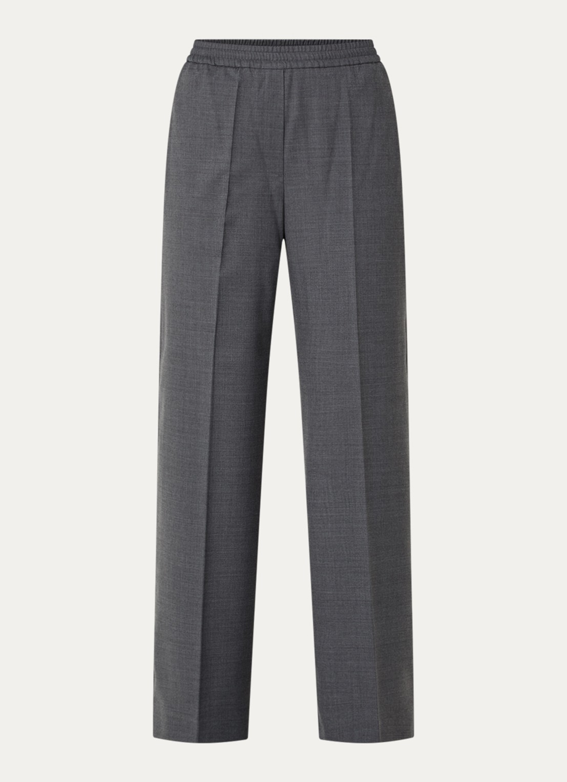 Max Mara Petra high waist straight fit pantalon in scheerwolblend - voorkant donkergrijs