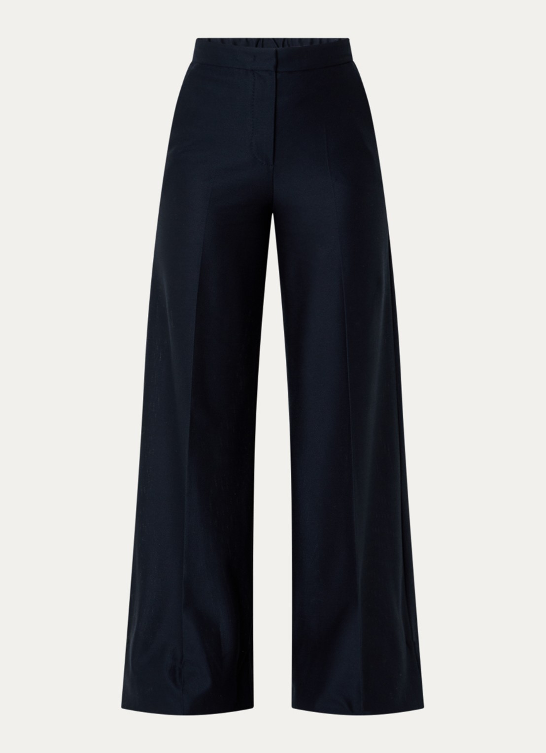 Max Mara Pinza high waist wide fit pantalon van piqué katoen - voorkant 3 donkerblauw