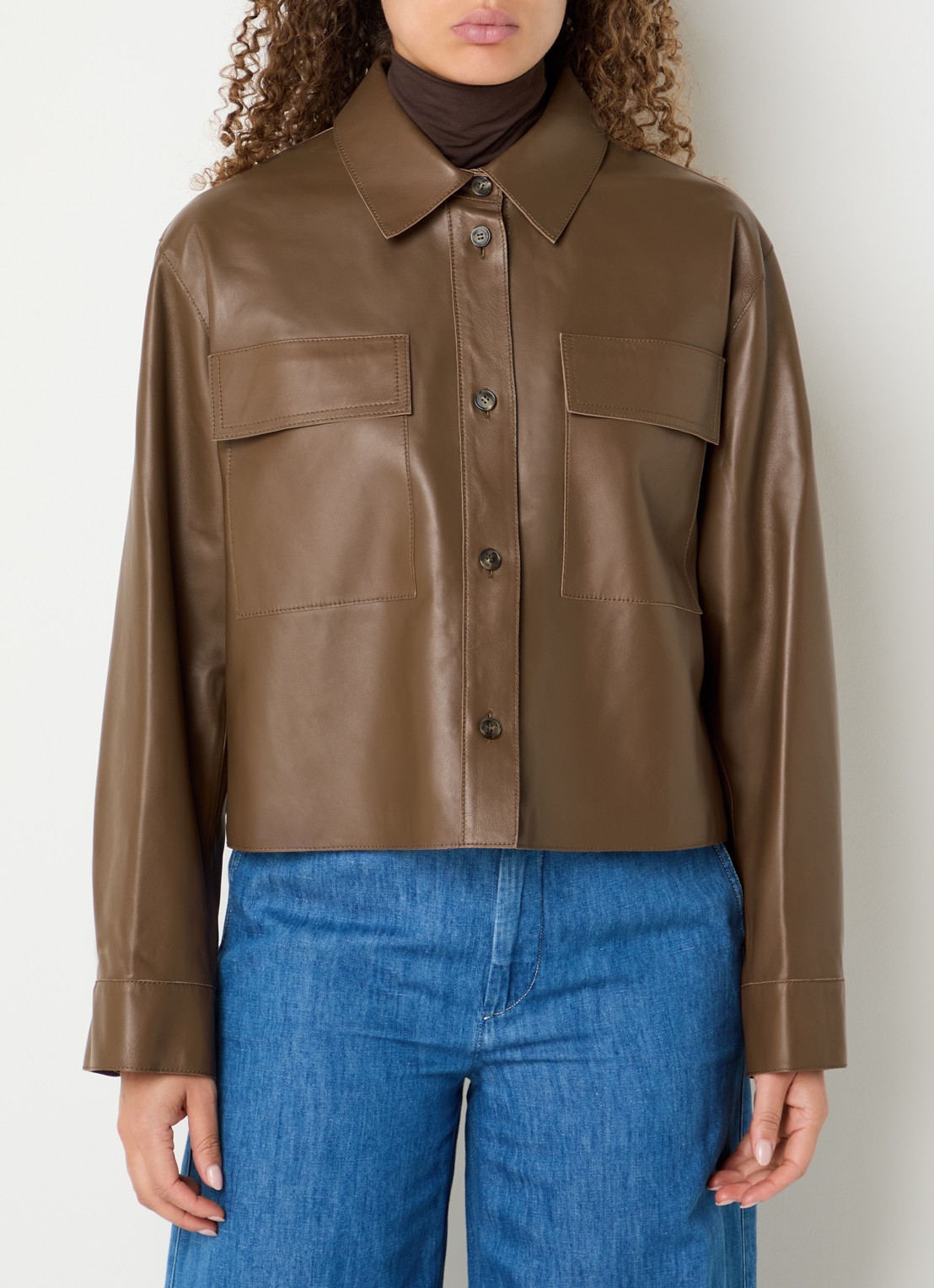Max Mara Piovra jack van lamsleer met klepzakken - detail 4 bruin