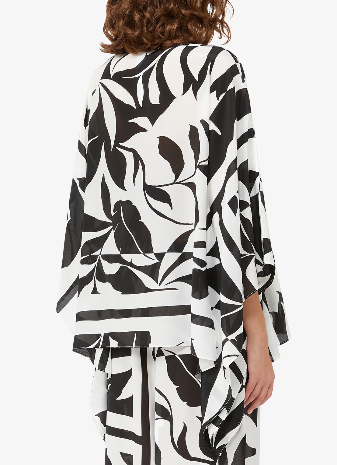 Max Mara Poncho met bloemenprint - achterkant 4 zwart