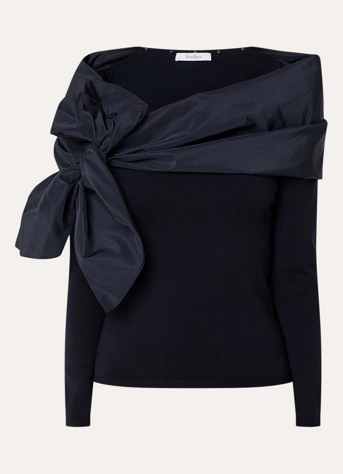 Max Mara Portici fijngebreide trui met boothals - voorkant 2 donkerblauw