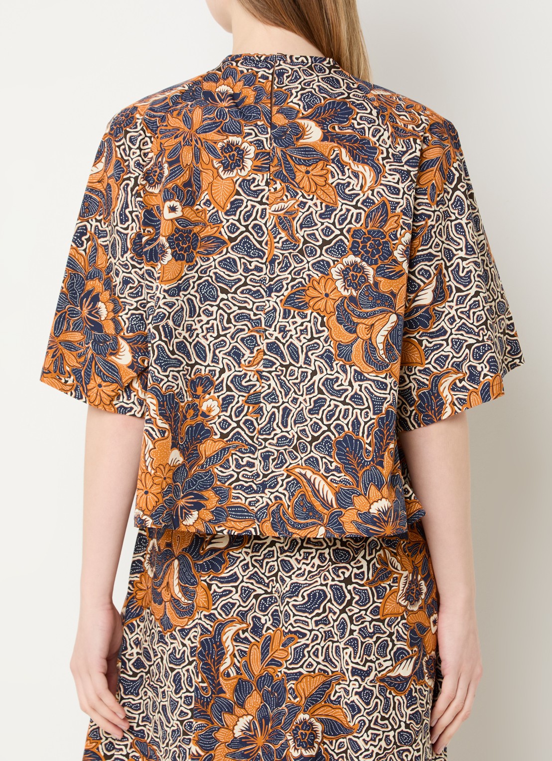 Max Mara Quaglia tuniek met bloemenprint - achterkant donkerblauw