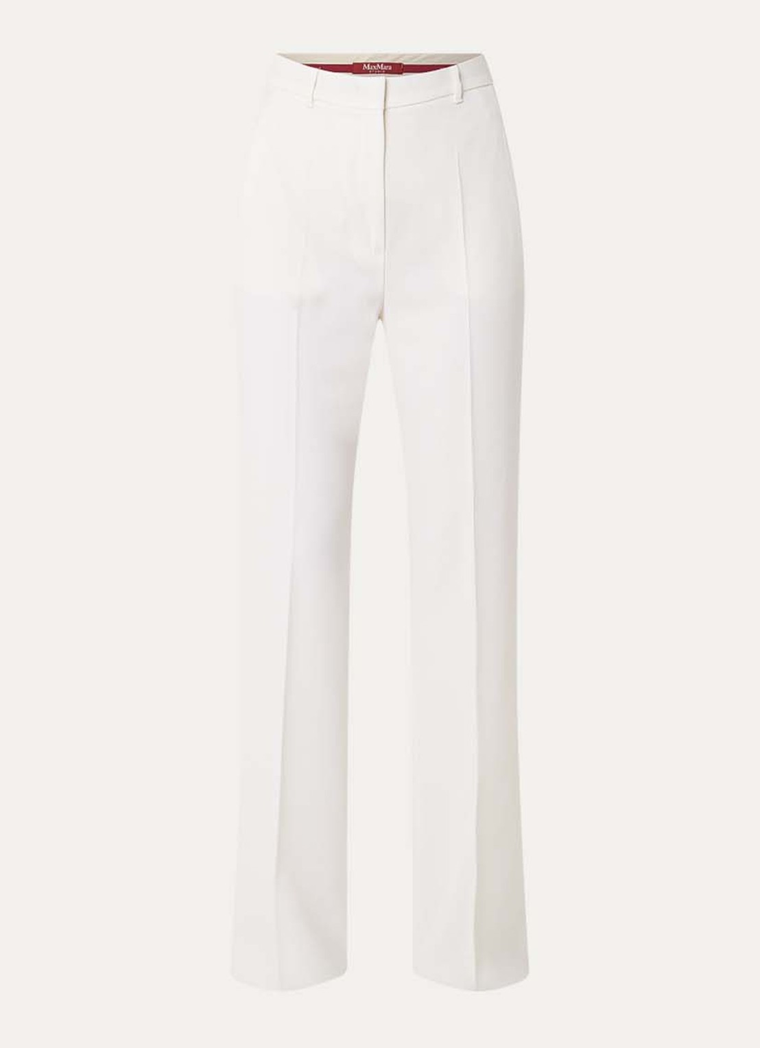 Max Mara Quasar high waist straight fit pantalon van scheerwol met persplooi - voorkant 2 wit