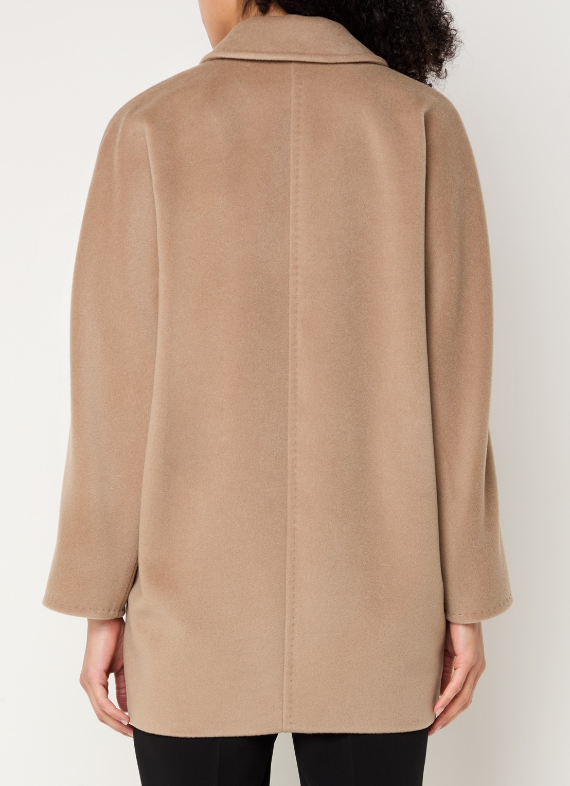 Max Mara Rebus double-breasted mantel in kasjmierblend met steekzakken - achterkant camel