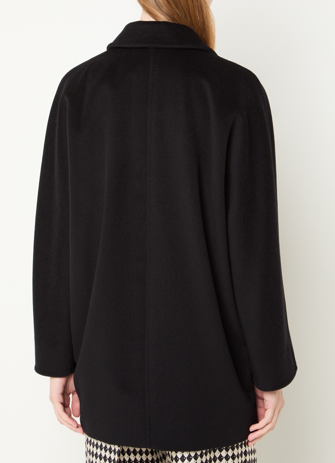 Max Mara Rebus double-breasted mantel in kasjmierblend - achterkant 2 zwart