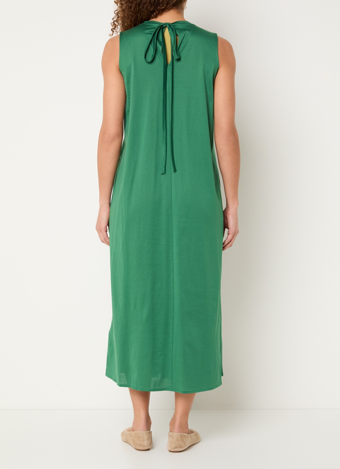 Max Mara Ricordo midi jurk met smockwerk - achterkant 4 groen