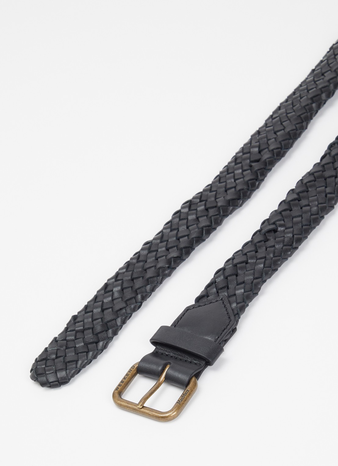 Max Mara Riem van leer met gevlochten detail - detail zwart