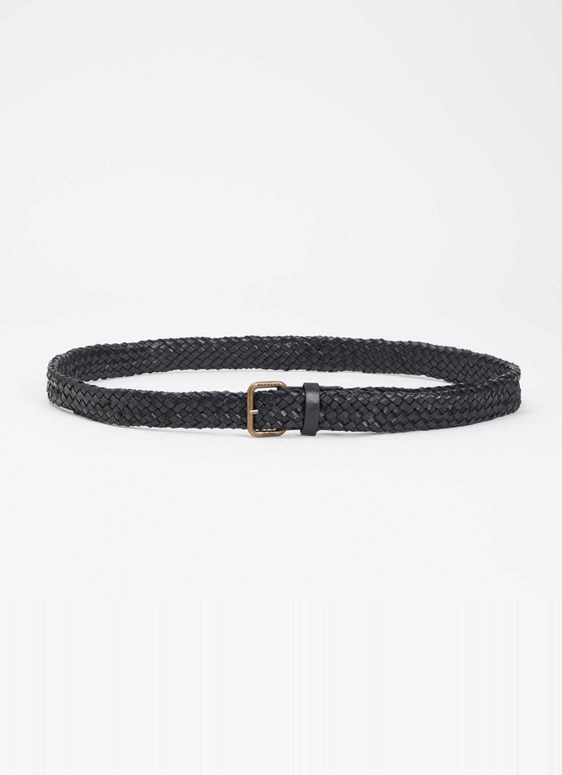 Max Mara Riem van leer met gevlochten detail - voorkant 2 zwart