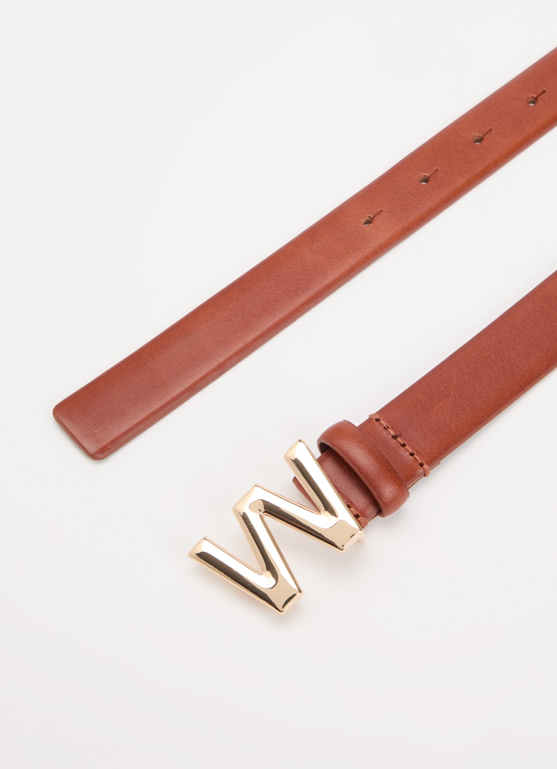 Max Mara Riem van leer - detail 2 kastanjebruin