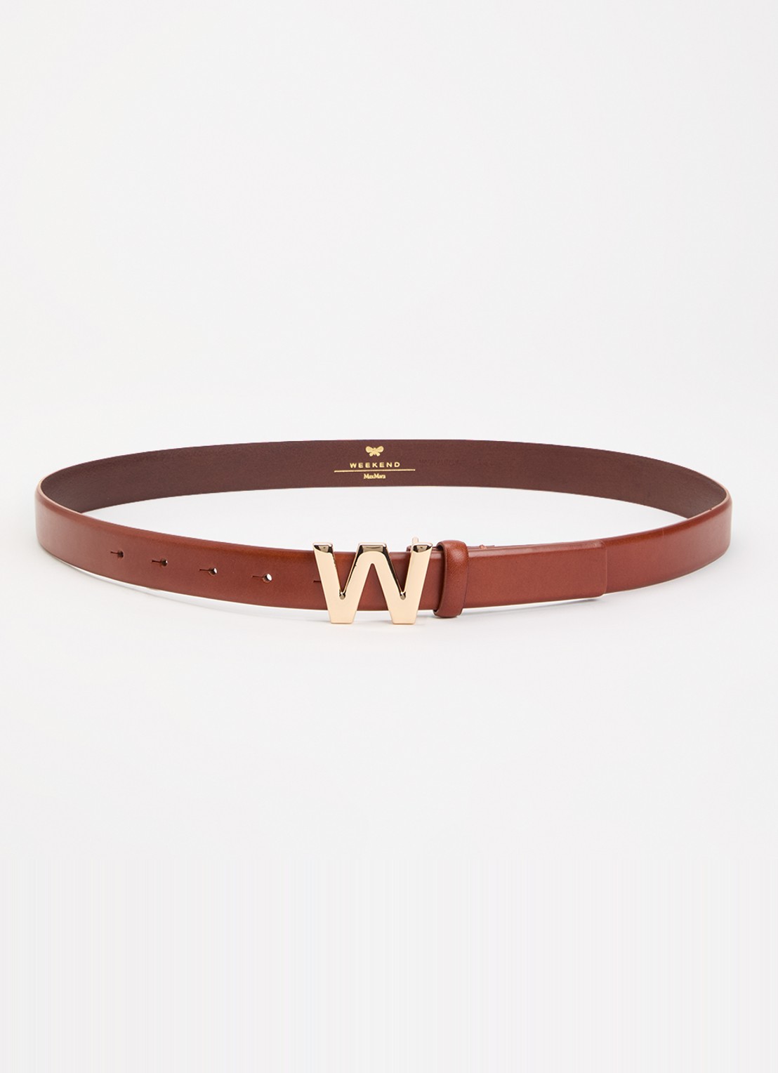 Max Mara Riem van leer - voorkant kastanjebruin