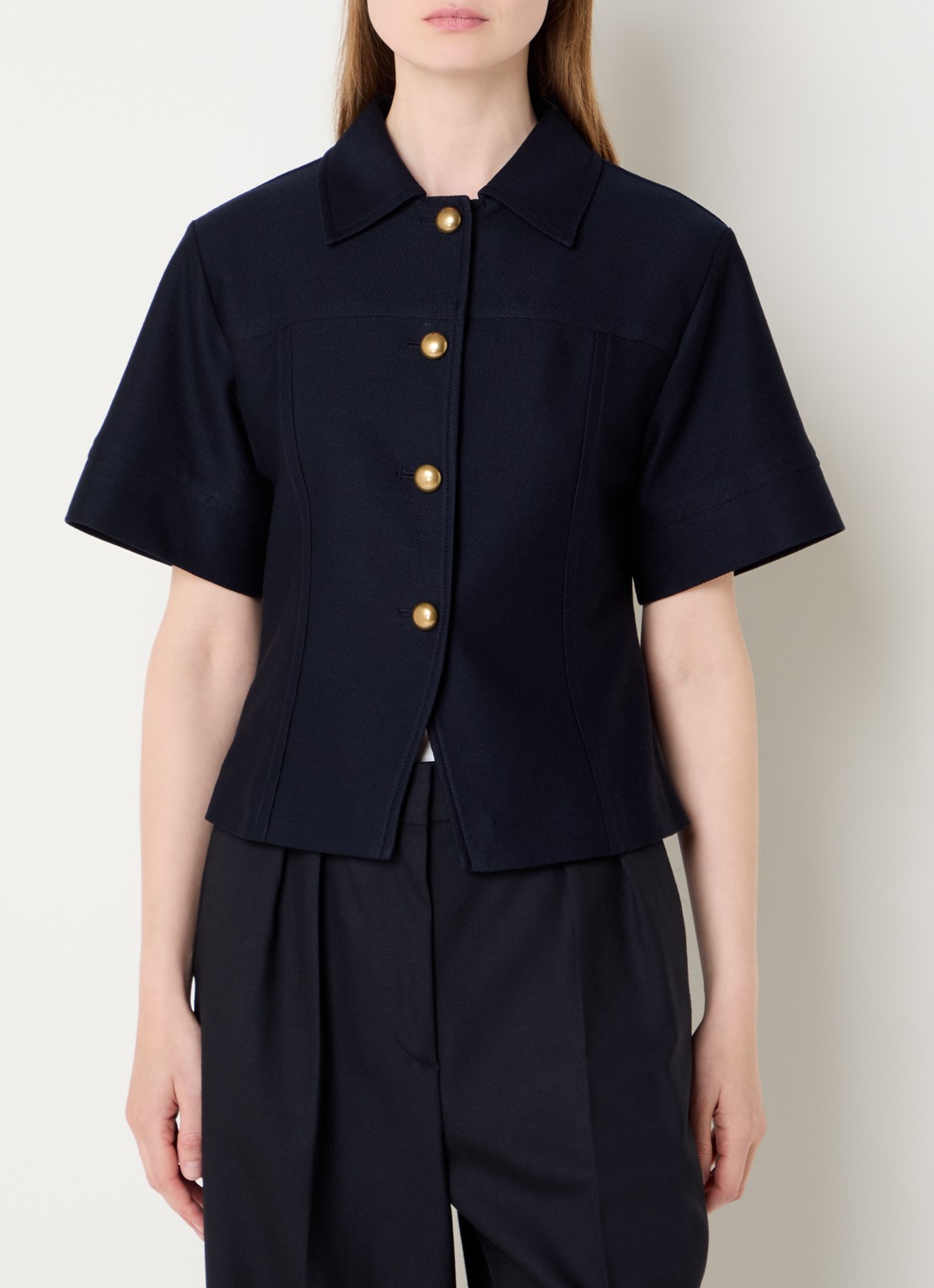 Max Mara Risorsa jack met kraag - detail donkerblauw