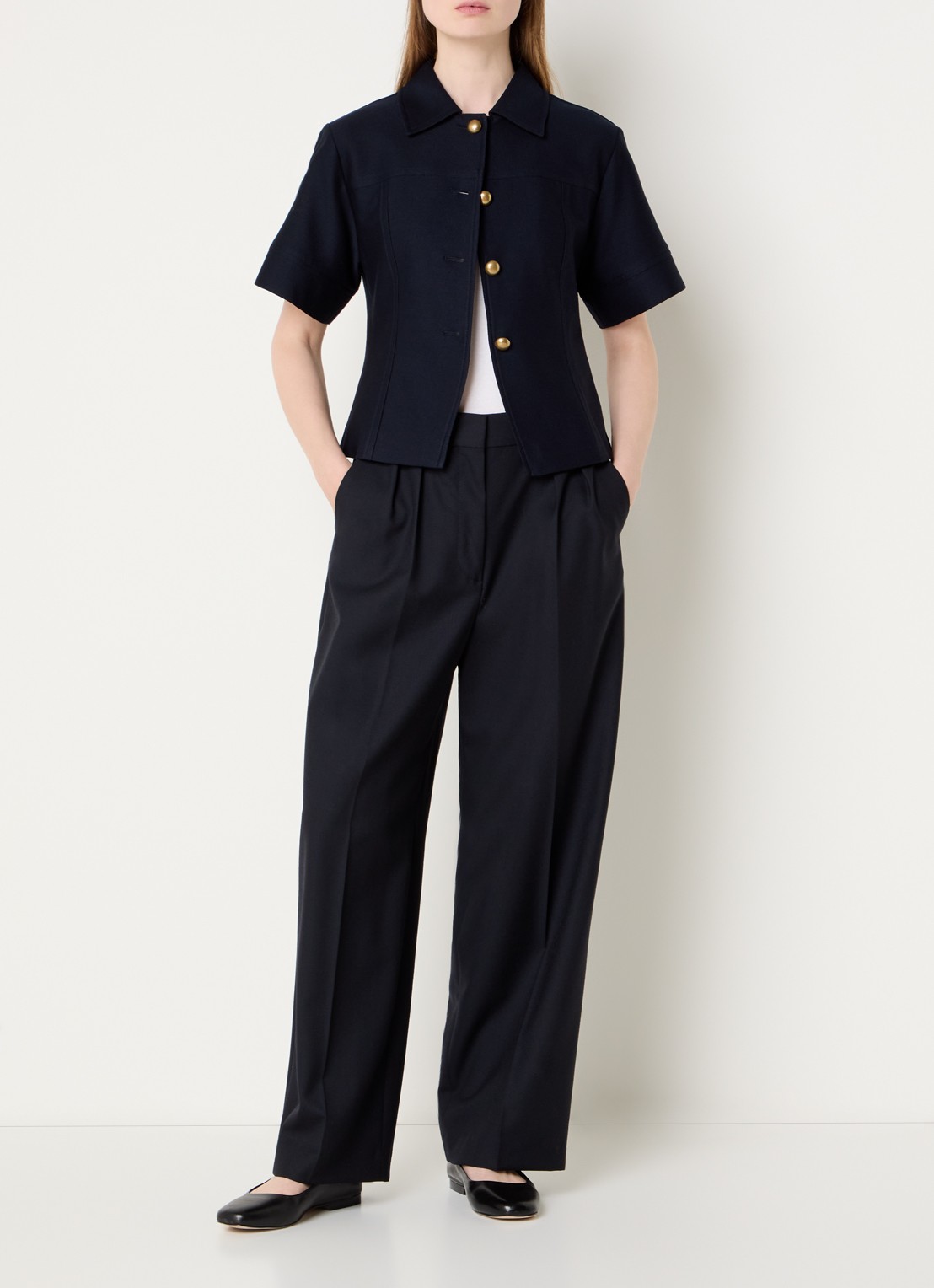 Max Mara Risorsa jack met kraag - voorkant 4 donkerblauw