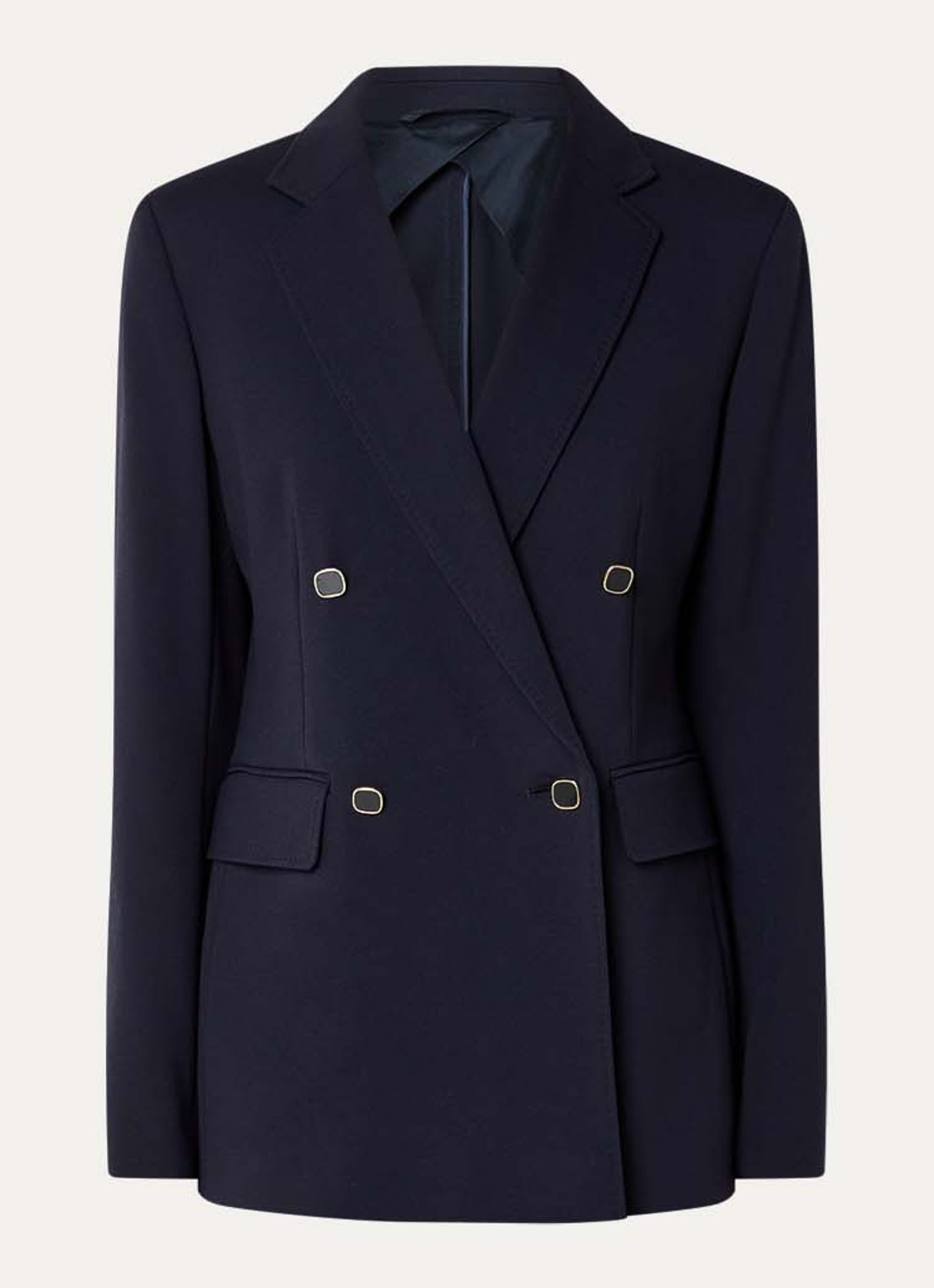 Max Mara Riviera double-breasted blazer van jersey met klepzakken - voorkant 3 donkerblauw