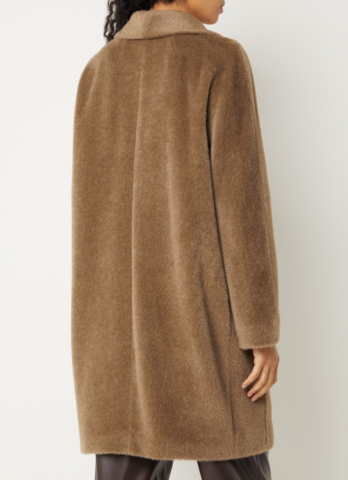 Max Mara Roseto double-breasted mantel in alpaca wolblend met steekzakken - achterkant beige