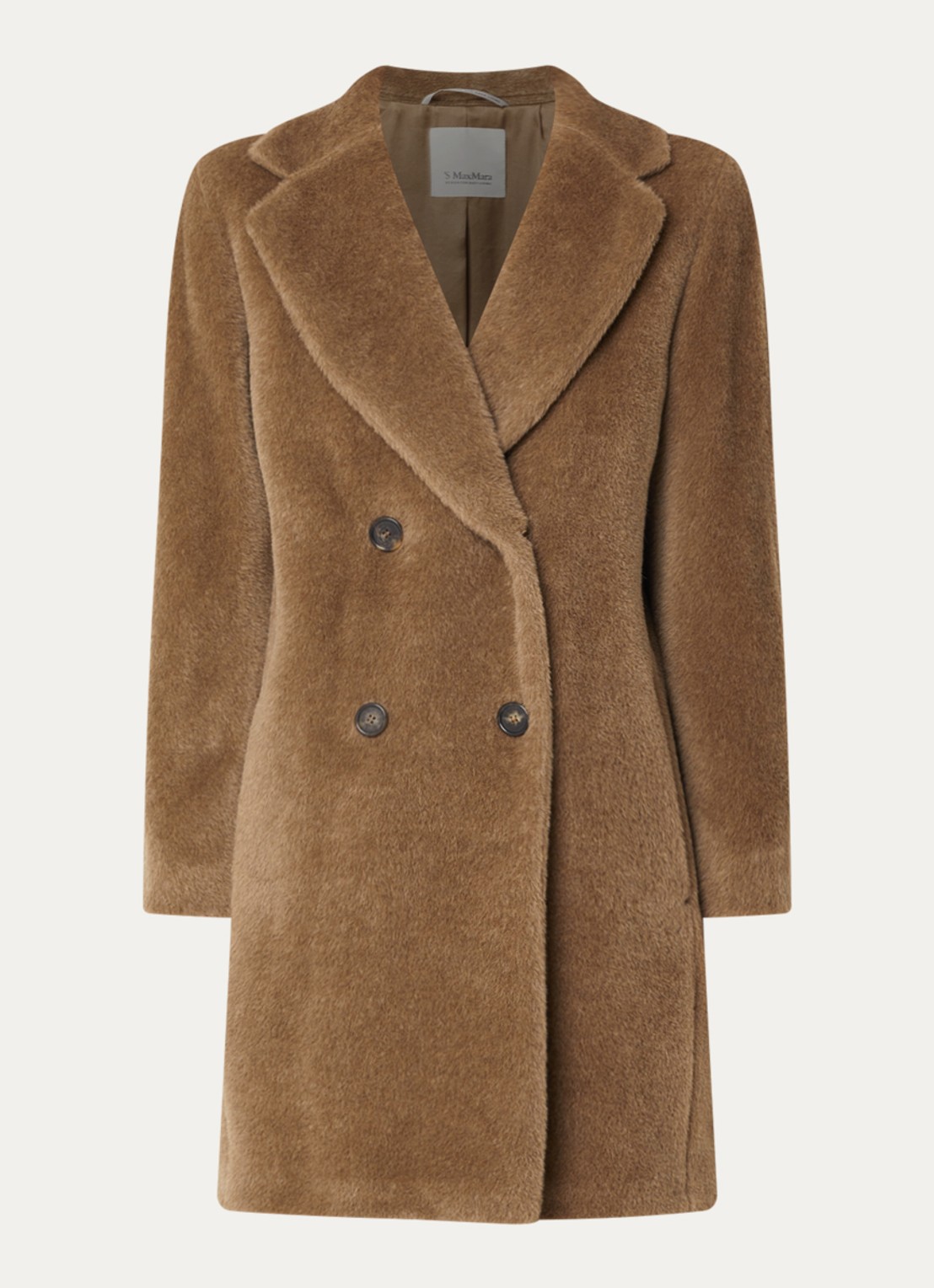 Max Mara Roseto double-breasted mantel in alpaca wolblend met steekzakken - voorkant 3 beige