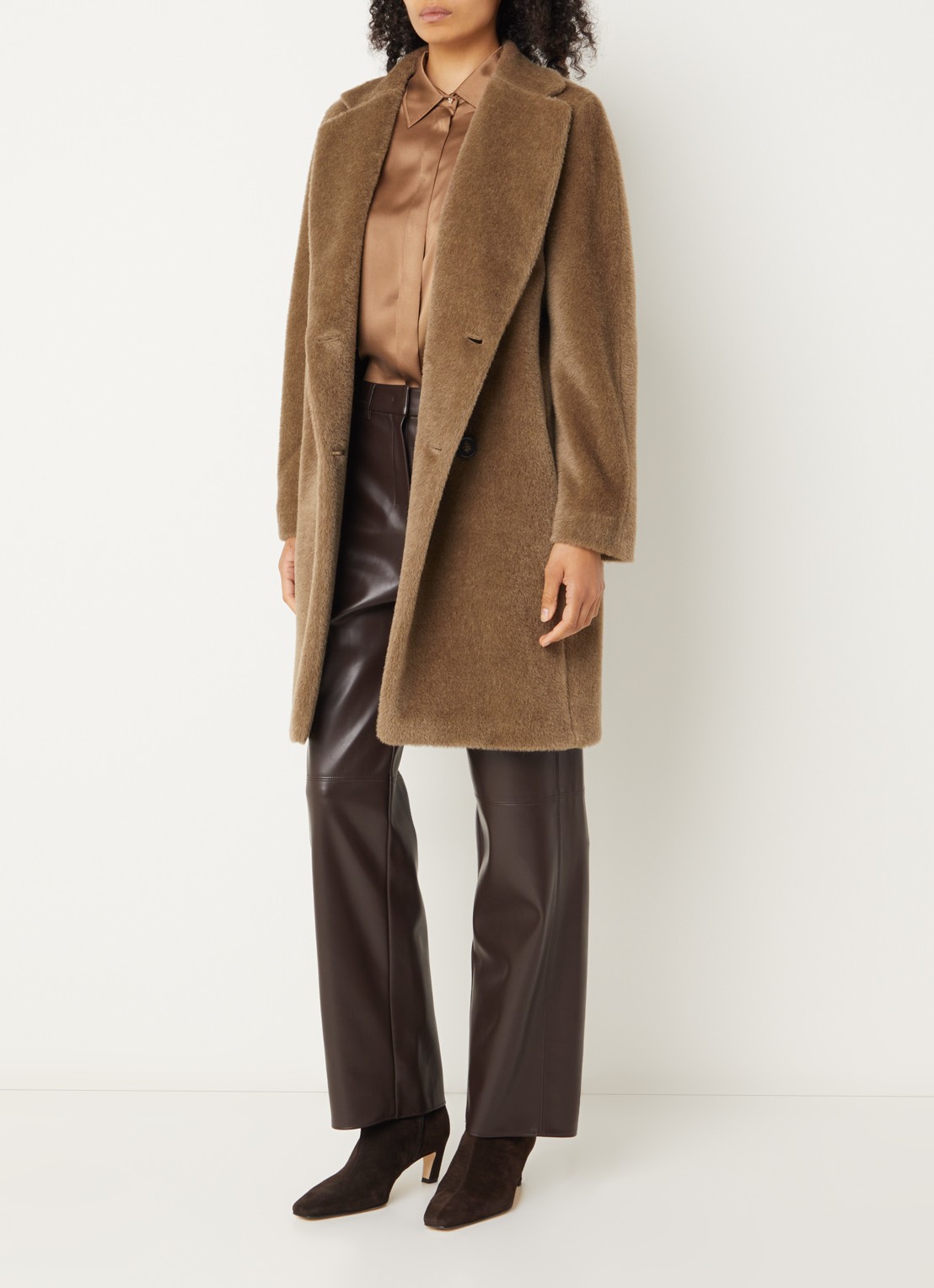 Max Mara Roseto double-breasted mantel in alpaca wolblend met steekzakken - voorkant 4 beige