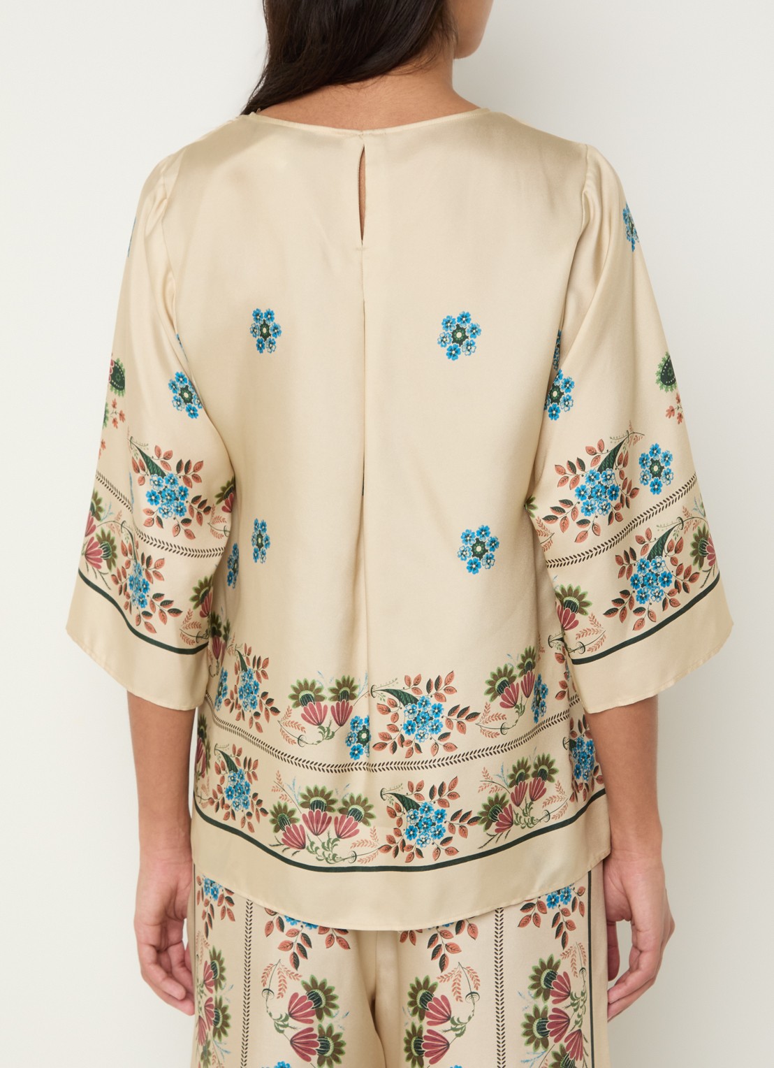 Max Mara Samba tuniek van zijde met print - achterkant 4 beige
