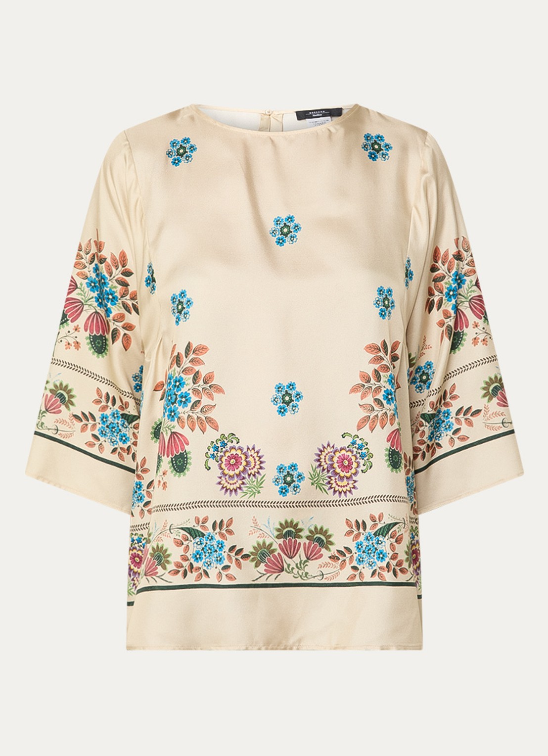 Max Mara Samba tuniek van zijde met print - voorkant beige