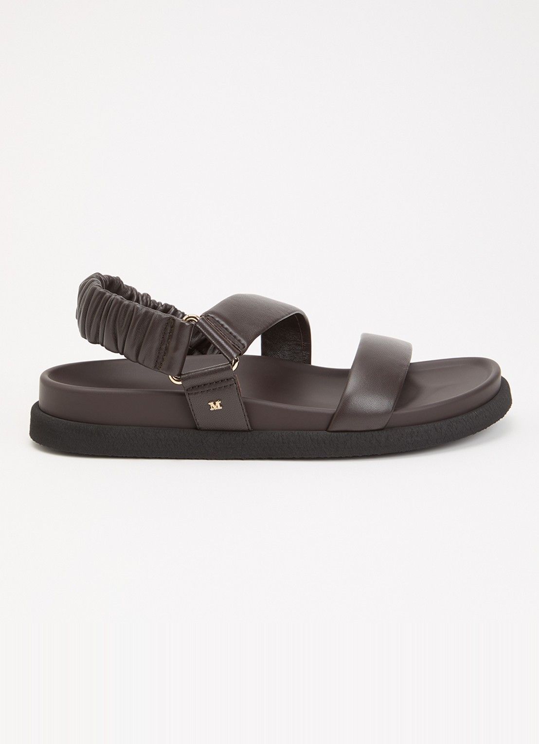 Max Mara Sandaal van leer  - voorkant 4 chocoladebruin