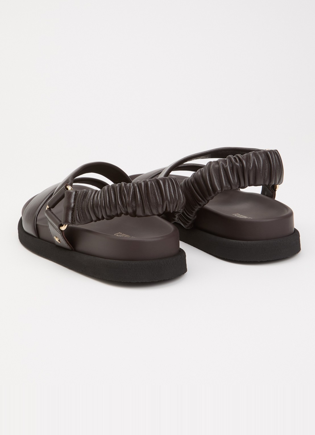 Max Mara Sandalen van leer  - achterkant 4 chocoladebruin