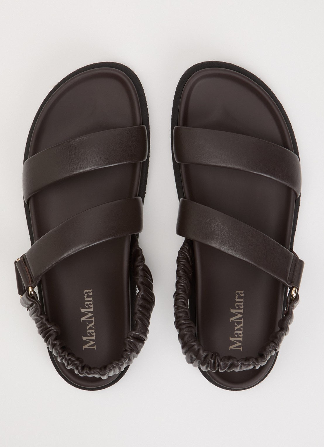 Max Mara Sandalen van leer  - detail 2 chocoladebruin