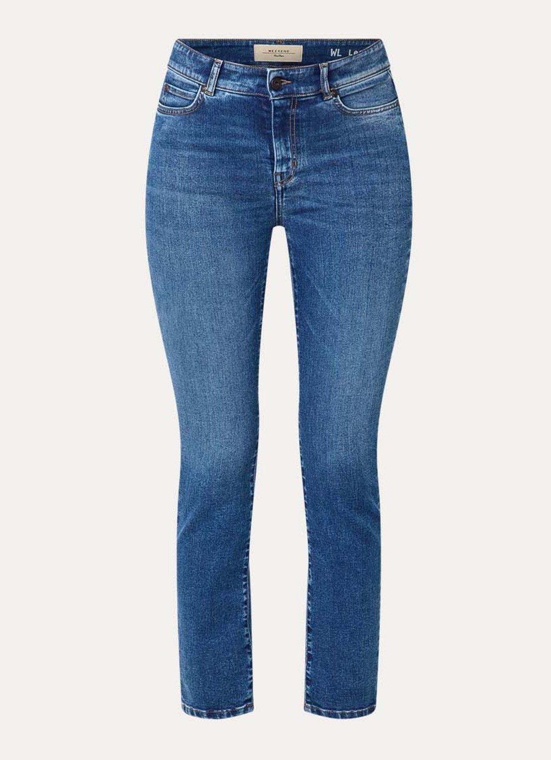 Max Mara Sauna high waist skinny cropped jeans met medium wassing - voorkant indigo