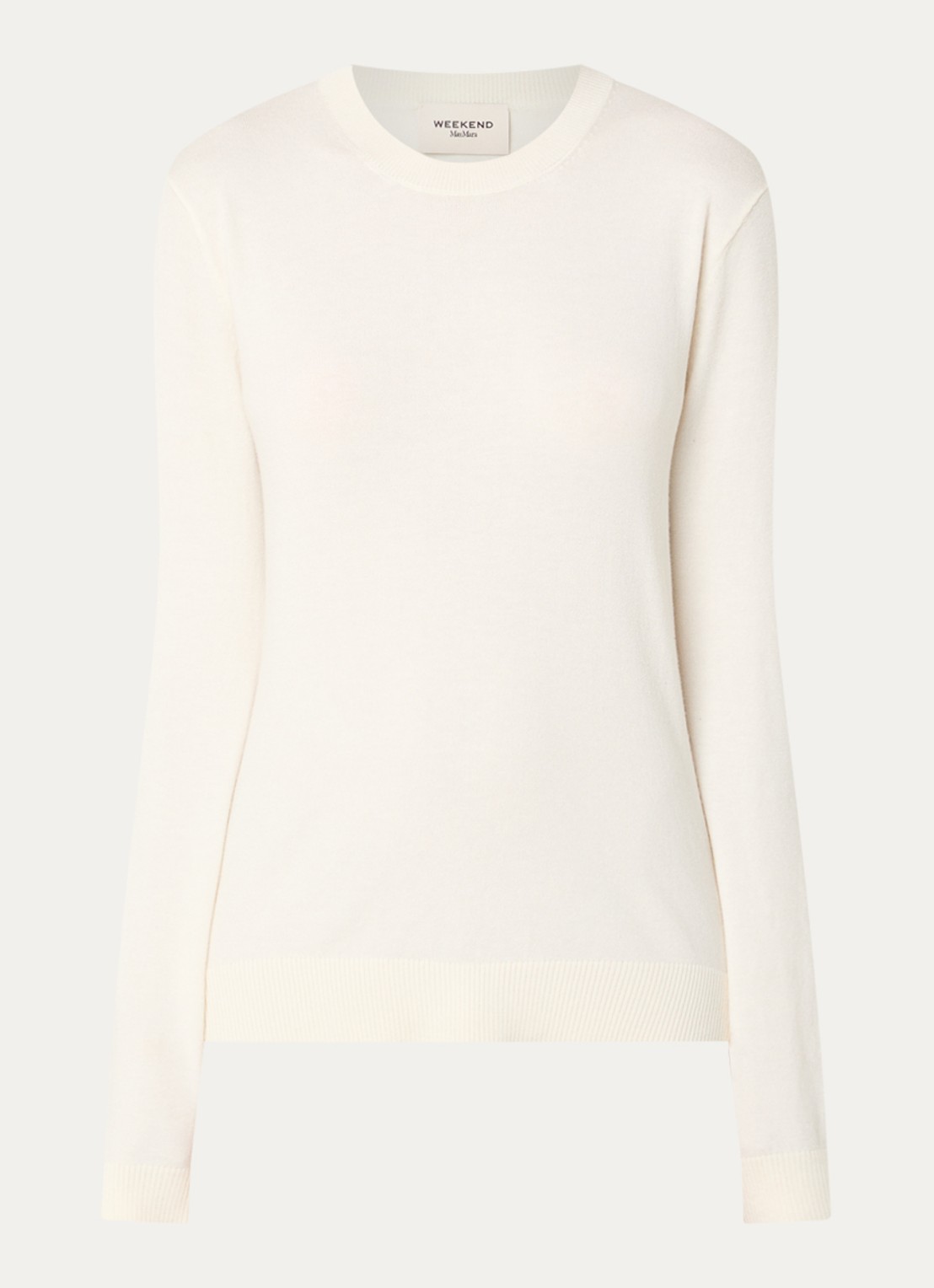 Max Mara Sicilia fijngebreide pullover in zijdeblend met ronde hals - voorkant ivoor