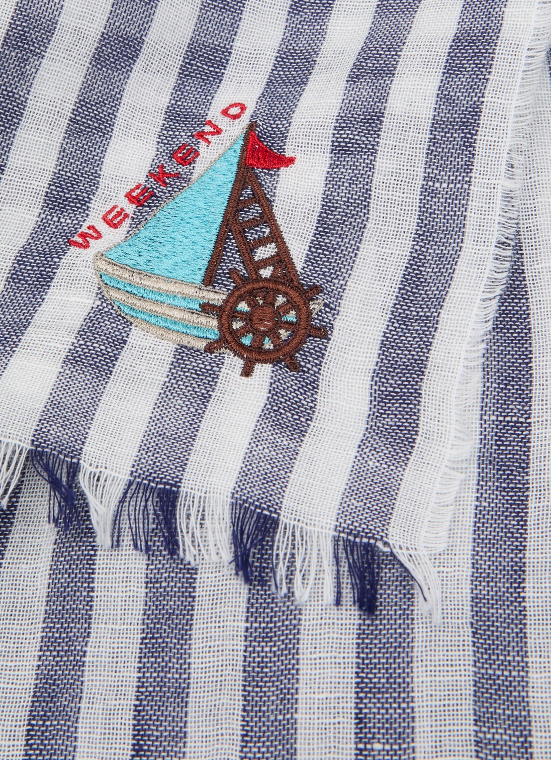 Max Mara Sjaal 202 x 70 cm - detail 2 donkerblauw