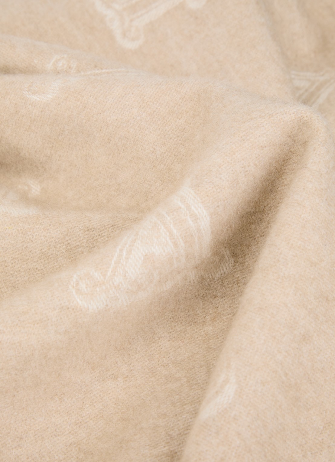 Max Mara Sjaal van kasjmier met logoprint en franjes 180 x 70 cm - detail 3 beige
