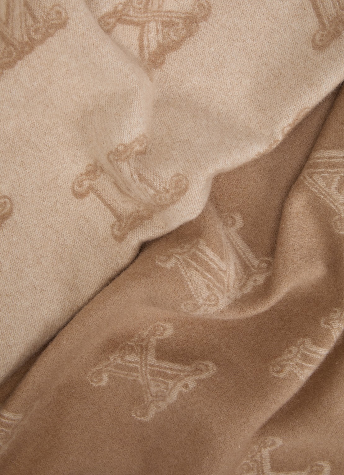 Max Mara Sjaal van kasjmier met logoprint en franjes 180 x 70 cm - detail 3 camel
