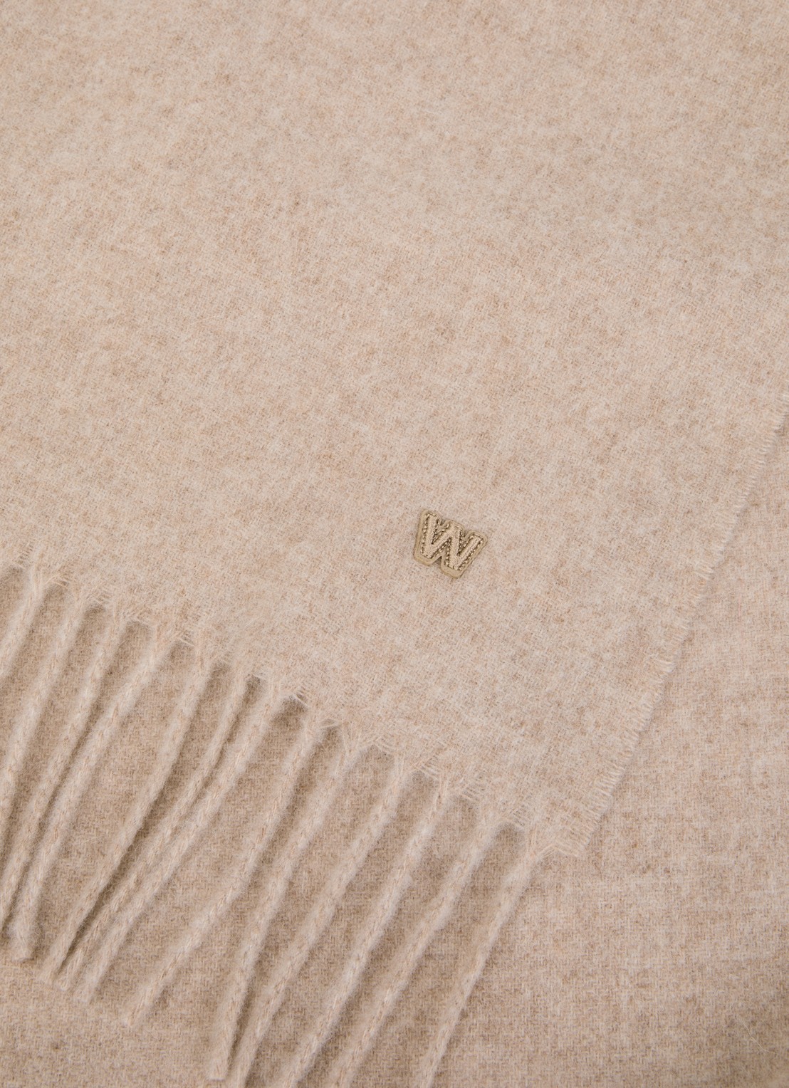Max Mara Sjaal van wol met franjes 180 x 50 cm - detail 3 donkerbeige