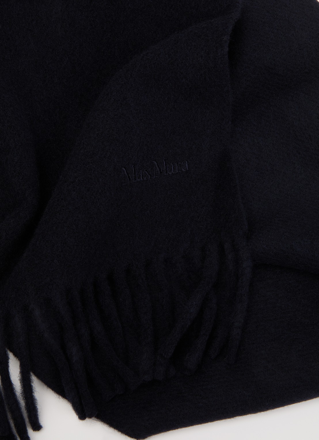 Max Mara Sjaal van wol met franjes - detail 3 zwart
