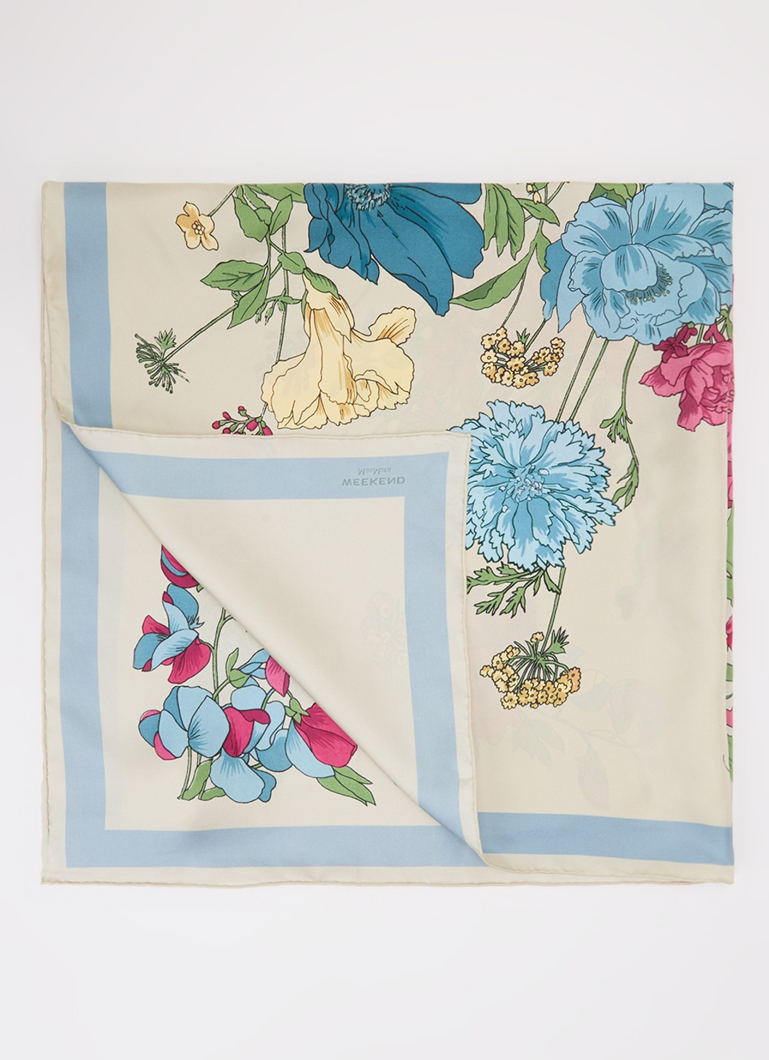 Max Mara Sjaal van zijde met bloemprint 90 x 90 cm - voorkant 3 creme