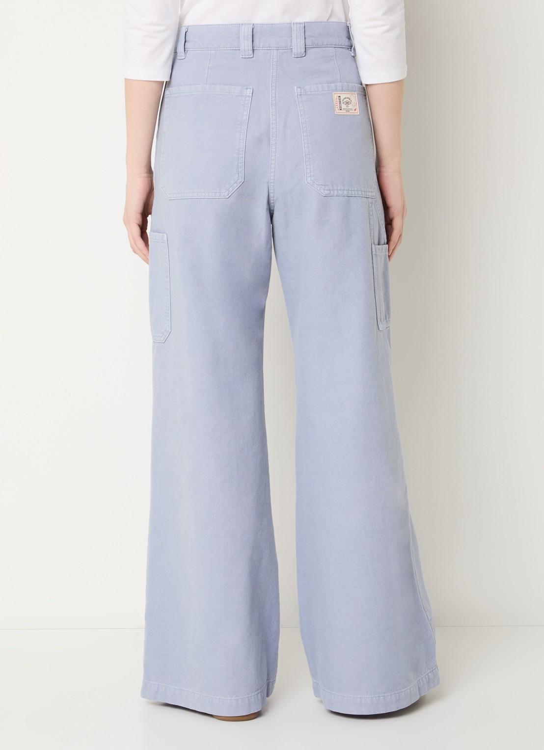 Max Mara Skipper high waist straight fit cargobroek van canvas - achterkant lichtblauw