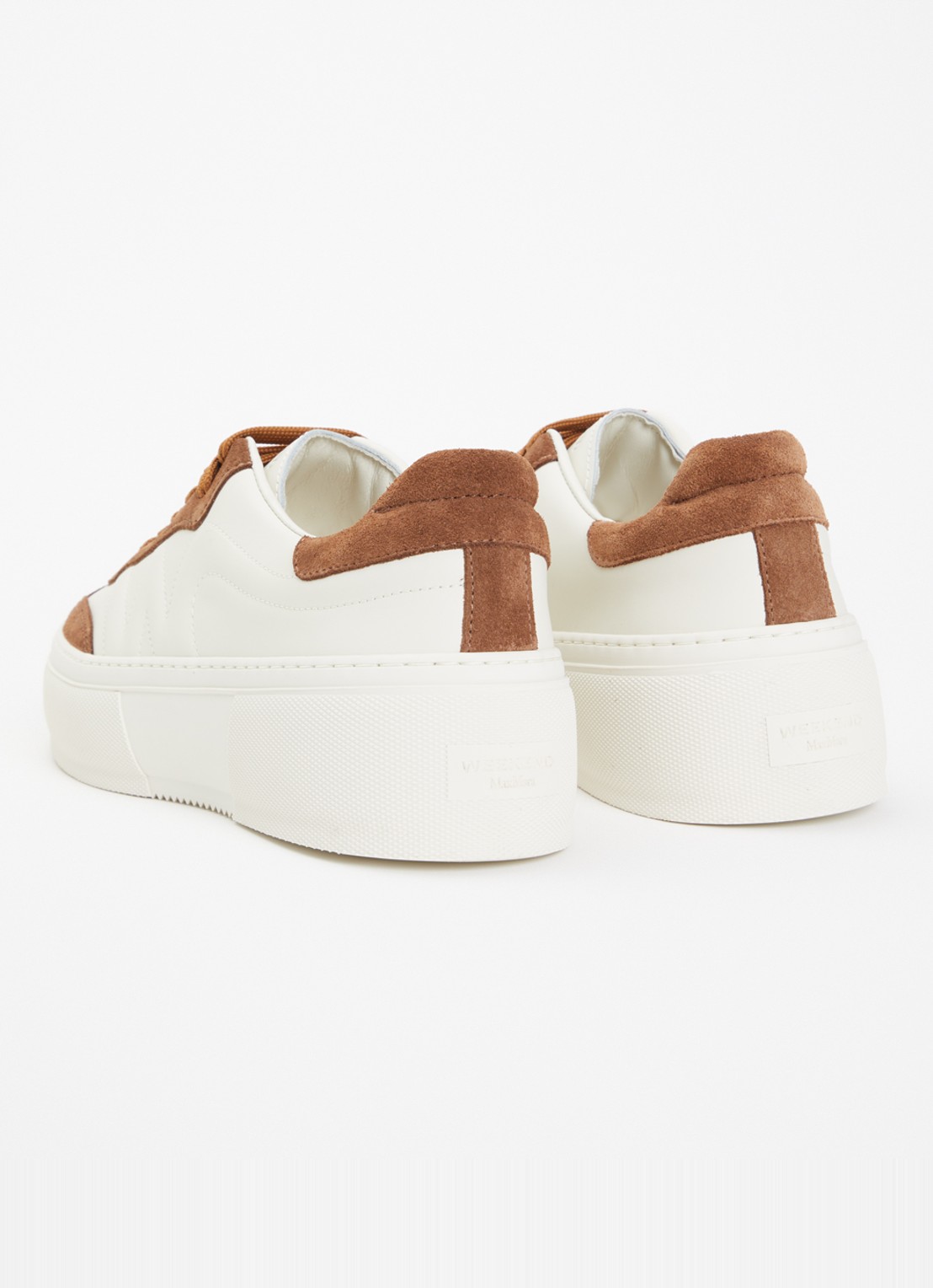 Max Mara Sneaker van leer met details van suède - achterkant 5 hazelnootbruin