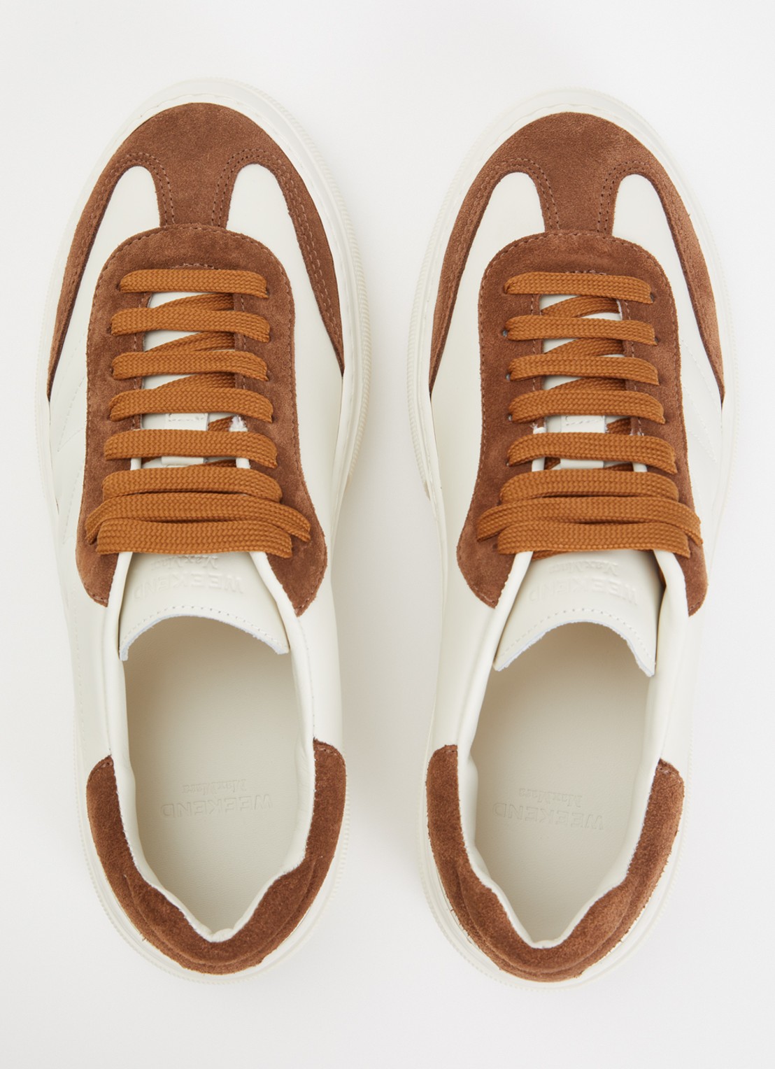 Max Mara Sneaker van leer met details van suède - detail 3 hazelnootbruin