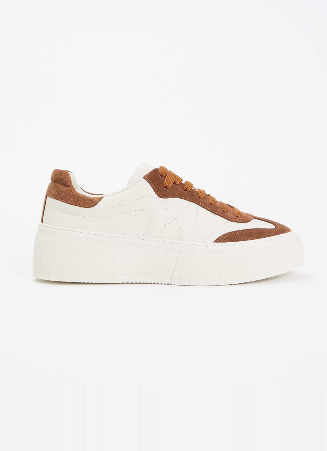Max Mara Sneaker van leer met details van suède - voorkant hazelnootbruin