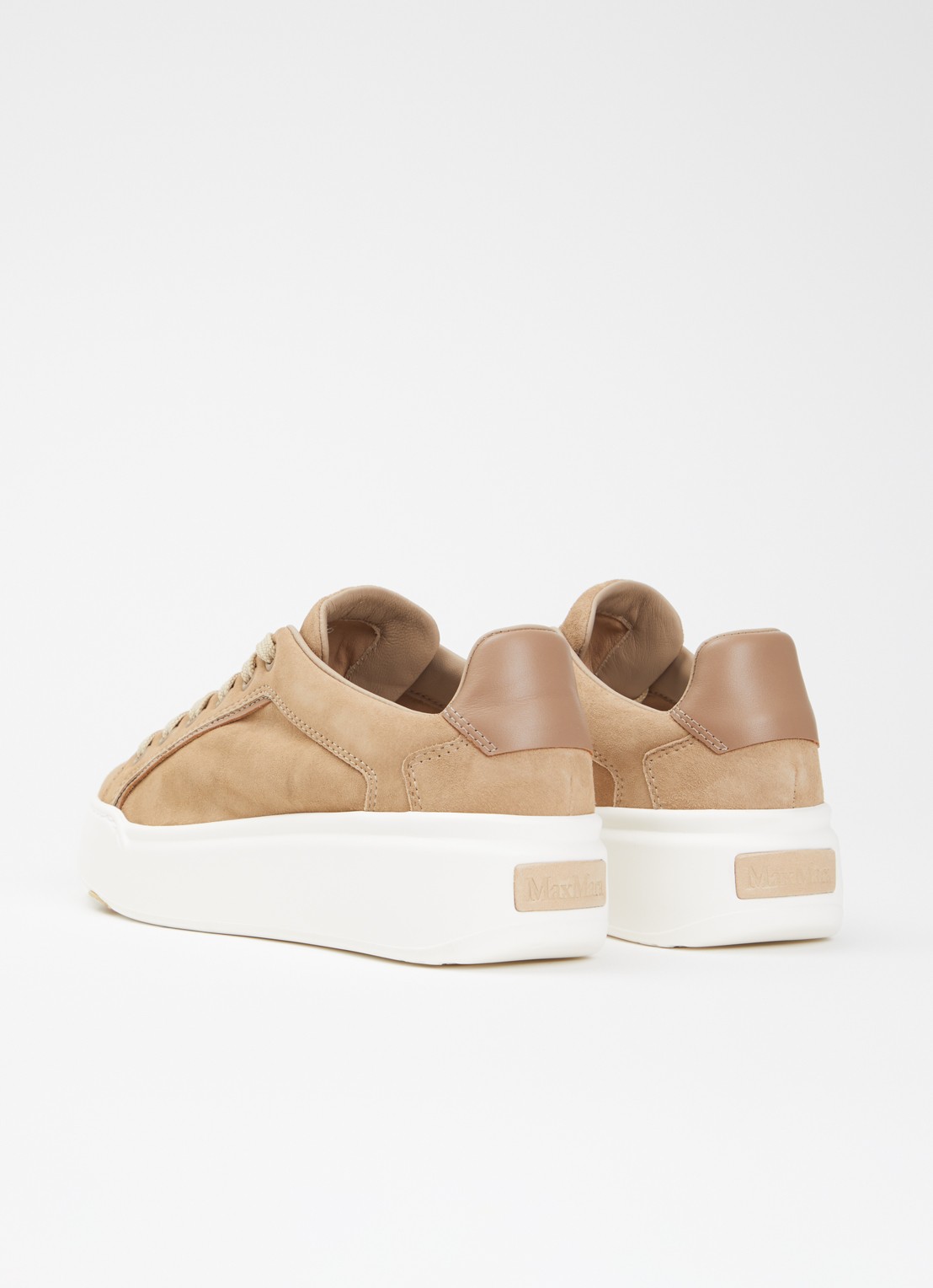 Max Mara Sneaker van suède met details van leer - achterkant zand