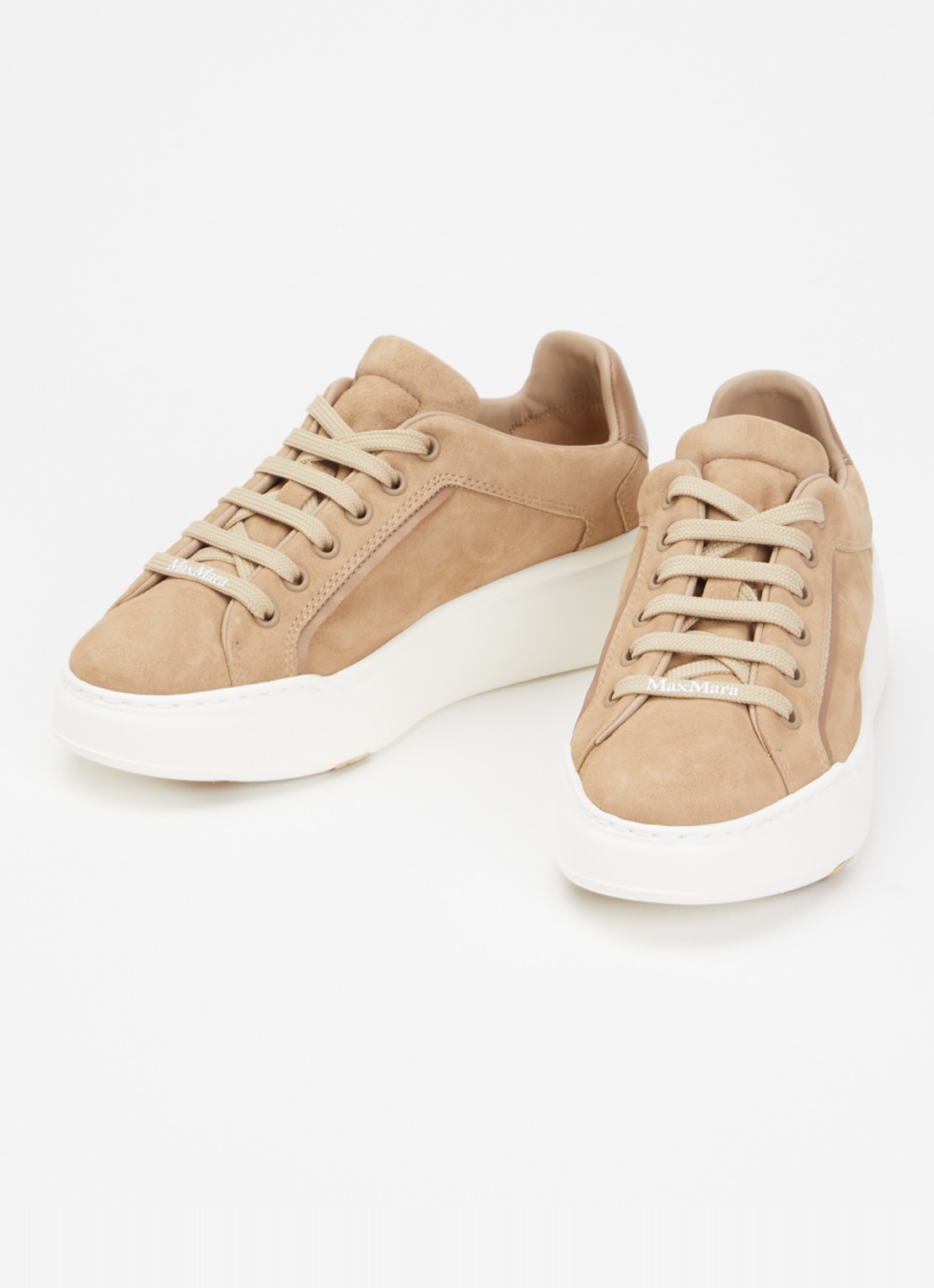 Max Mara Sneaker van suède met details van leer - detail 3 zand