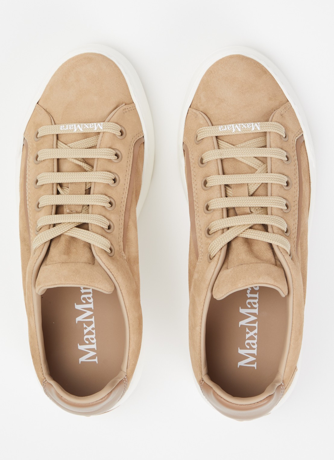 Max Mara Sneaker van suède met details van leer - detail 4 zand