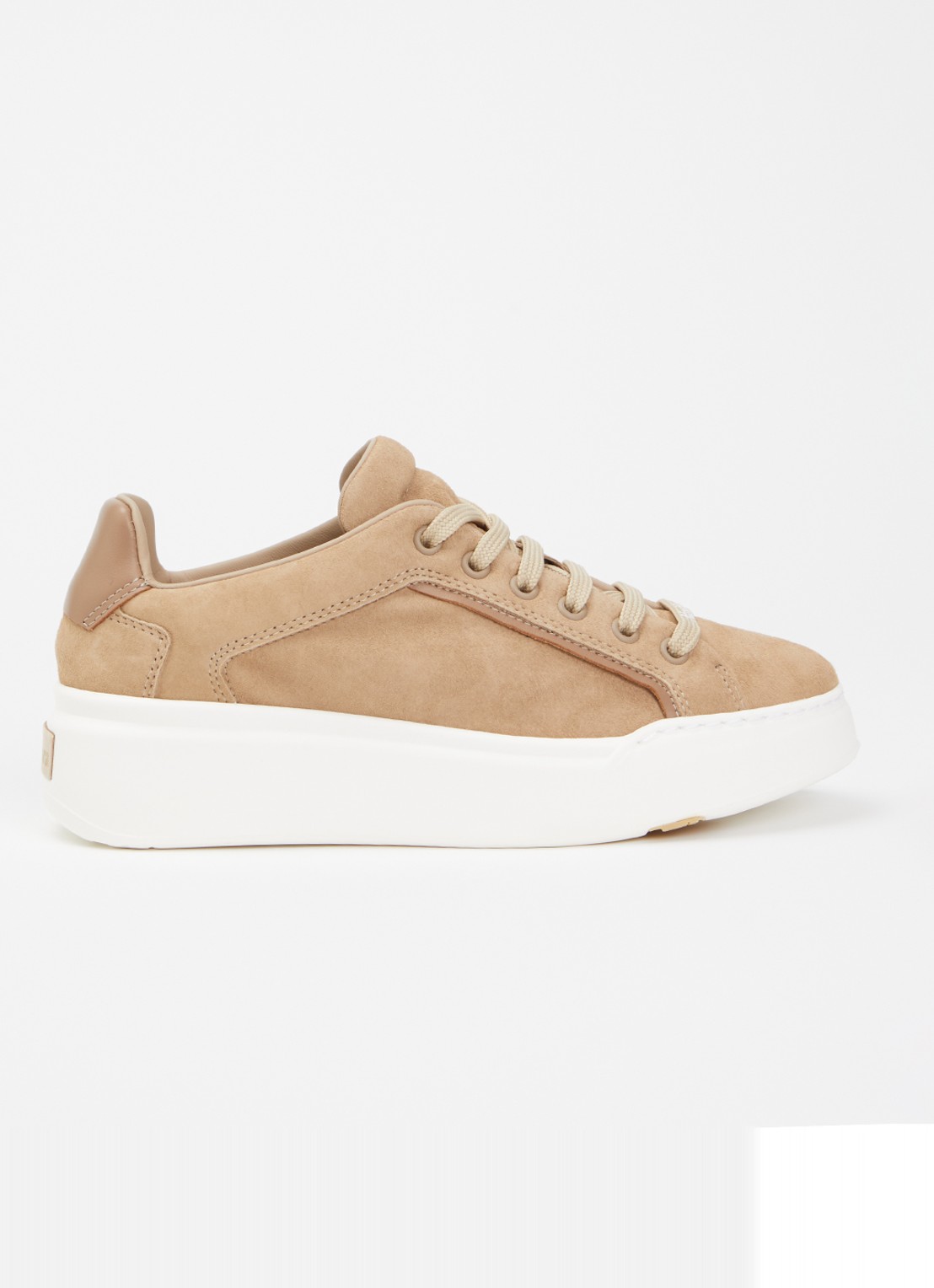 Max Mara Sneaker van suède met details van leer - voorkant 2 zand