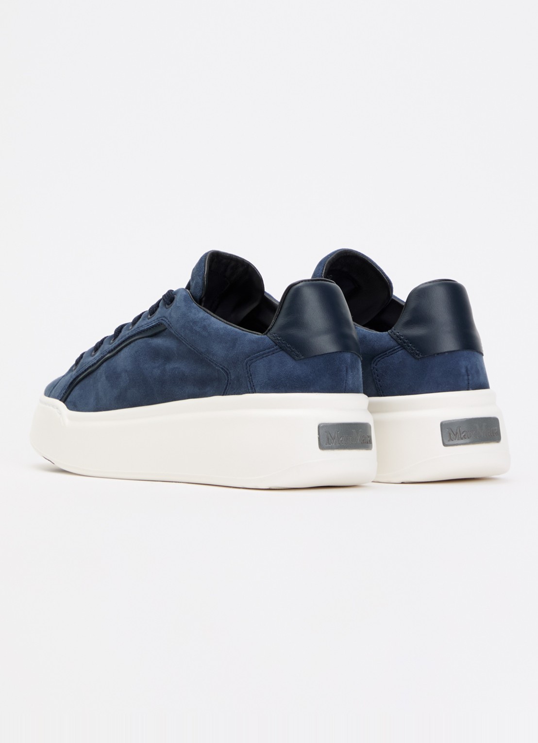 Max Mara Sneaker van suède met logo - achterkant indigo