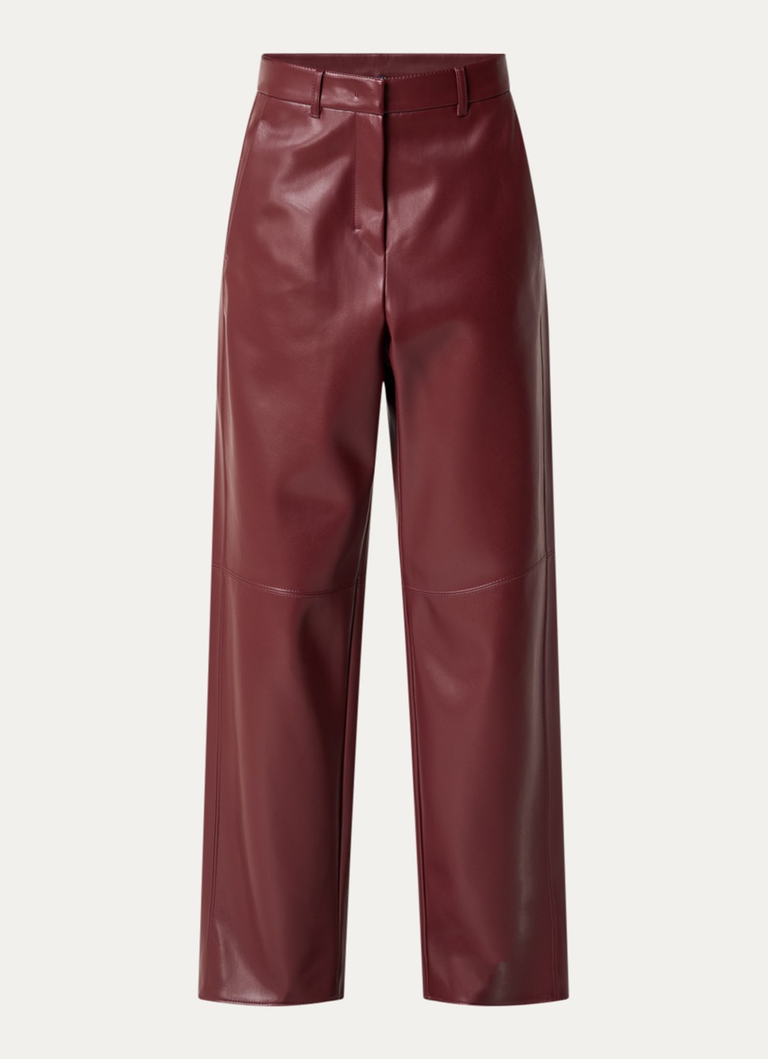 Max Mara Sospiro high waist straight broek van imitatieleer met steekzakken - voorkant 3 bordeauxrood