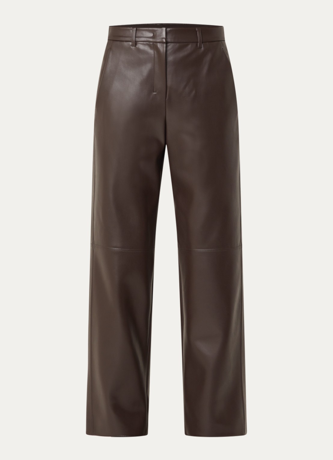 Max Mara Sospiro high waist straight broek van imitatieleer met steekzakken - voorkant 3 bruin