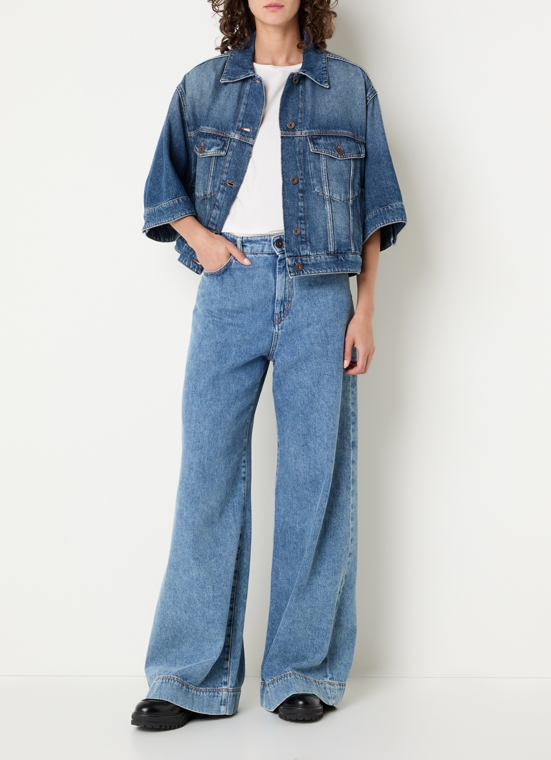 Max Mara Spijkerjas met borstzakken - voorkant 2 indigo